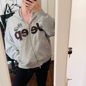 Jeep Grey Hoodie! I love it, it just swallows me whole!